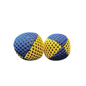 Blue Yellow Mesh Juggling Balls Soft Hacky Sacks Set of‎ 2 Beginner Skill Toy